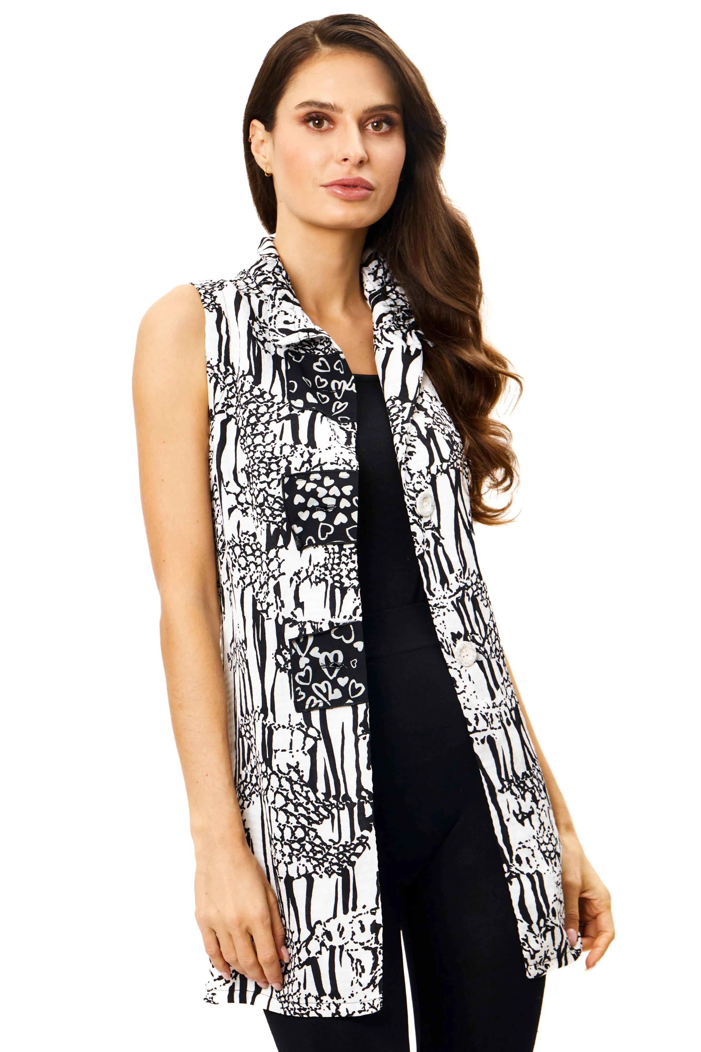 AD24006 - Black & White Sleeveless Tunic