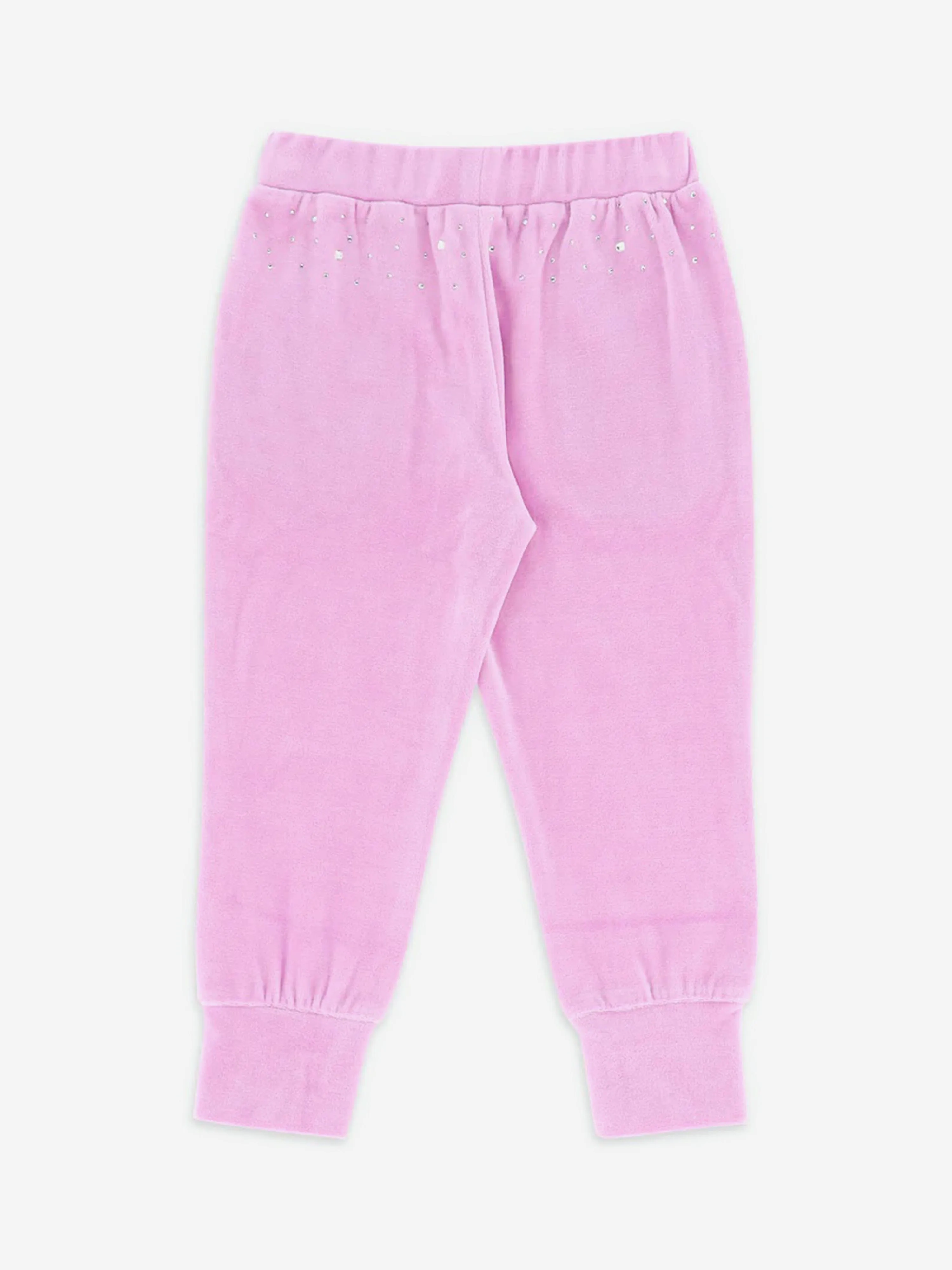 Angels Face Girls Bijou Crystal Velour Joggers in Pink