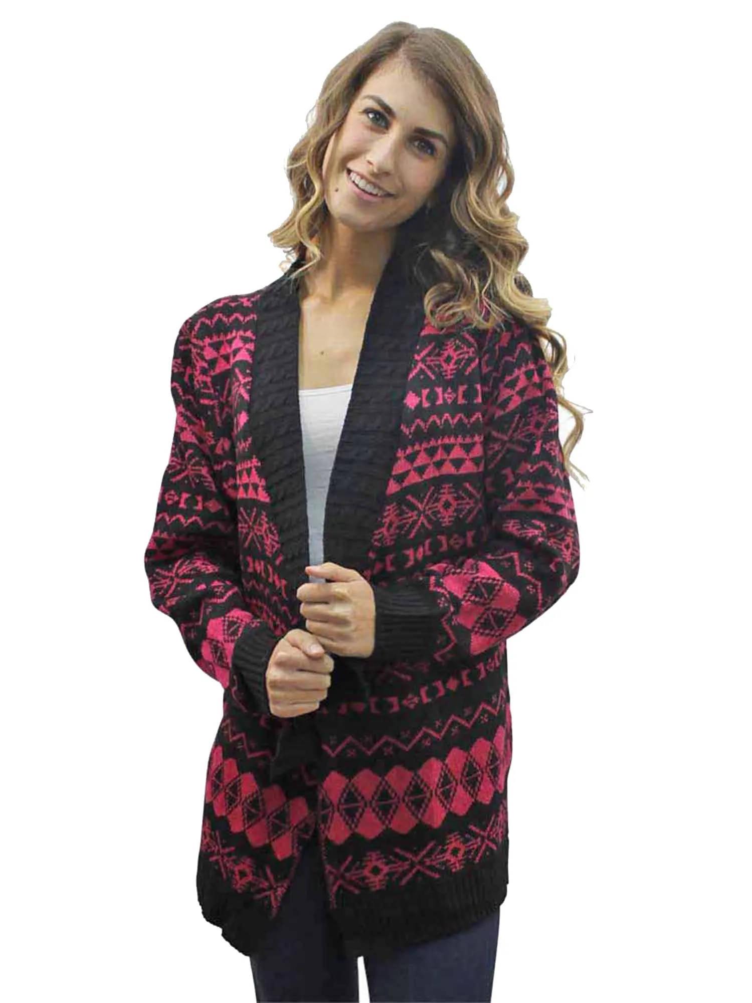 Aztec Print Long Cardigan Sweater