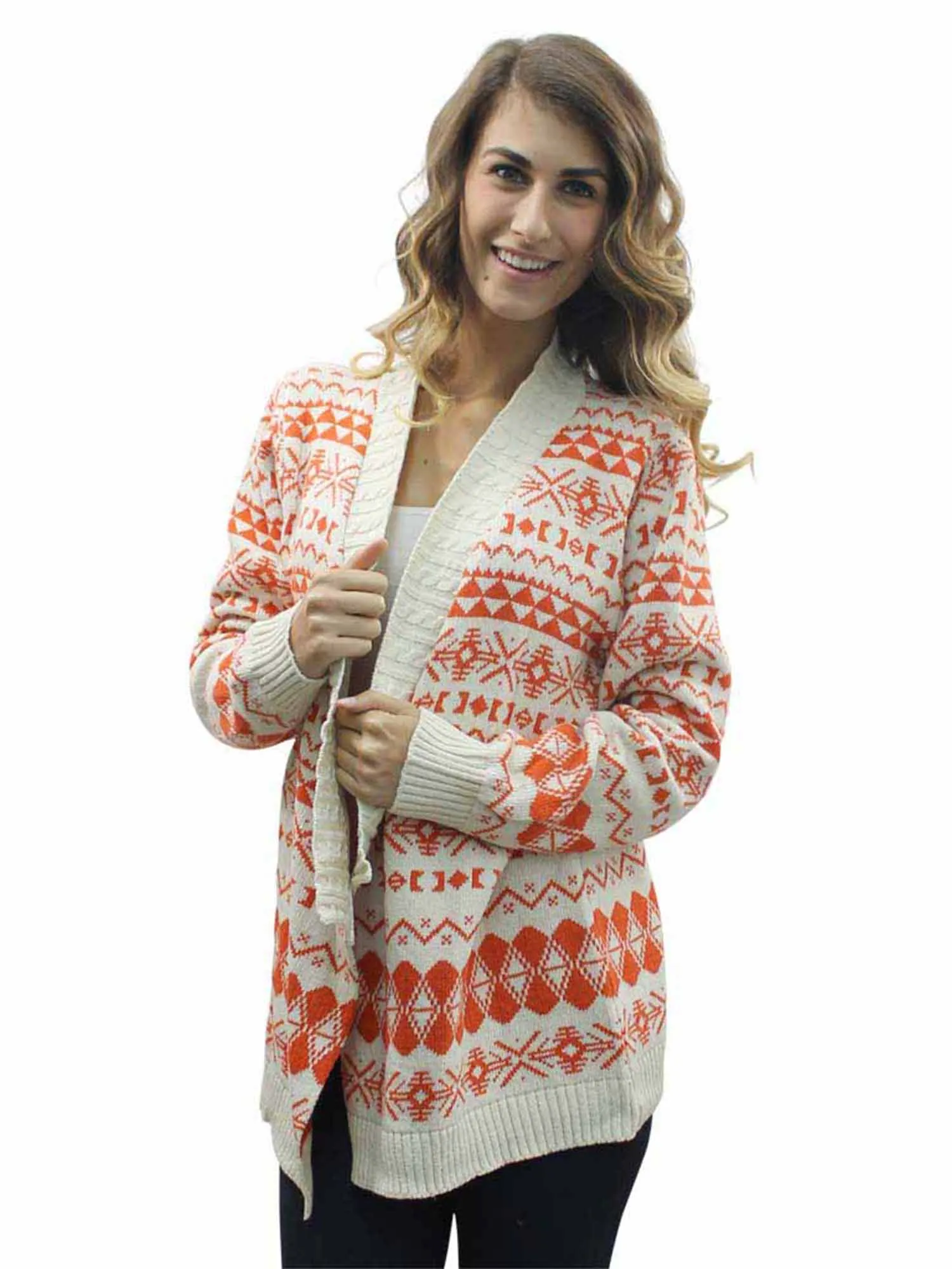 Aztec Print Long Cardigan Sweater