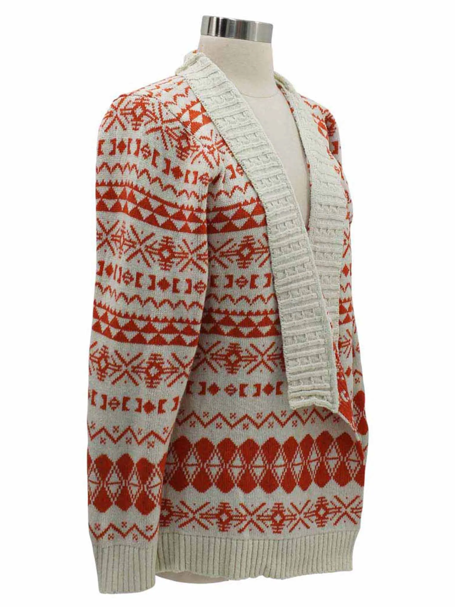 Aztec Print Long Cardigan Sweater