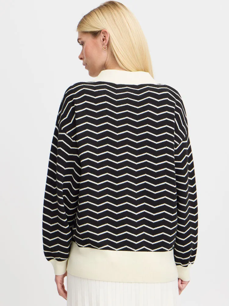 B Young ByOtari Zig Zag Cardigan Black