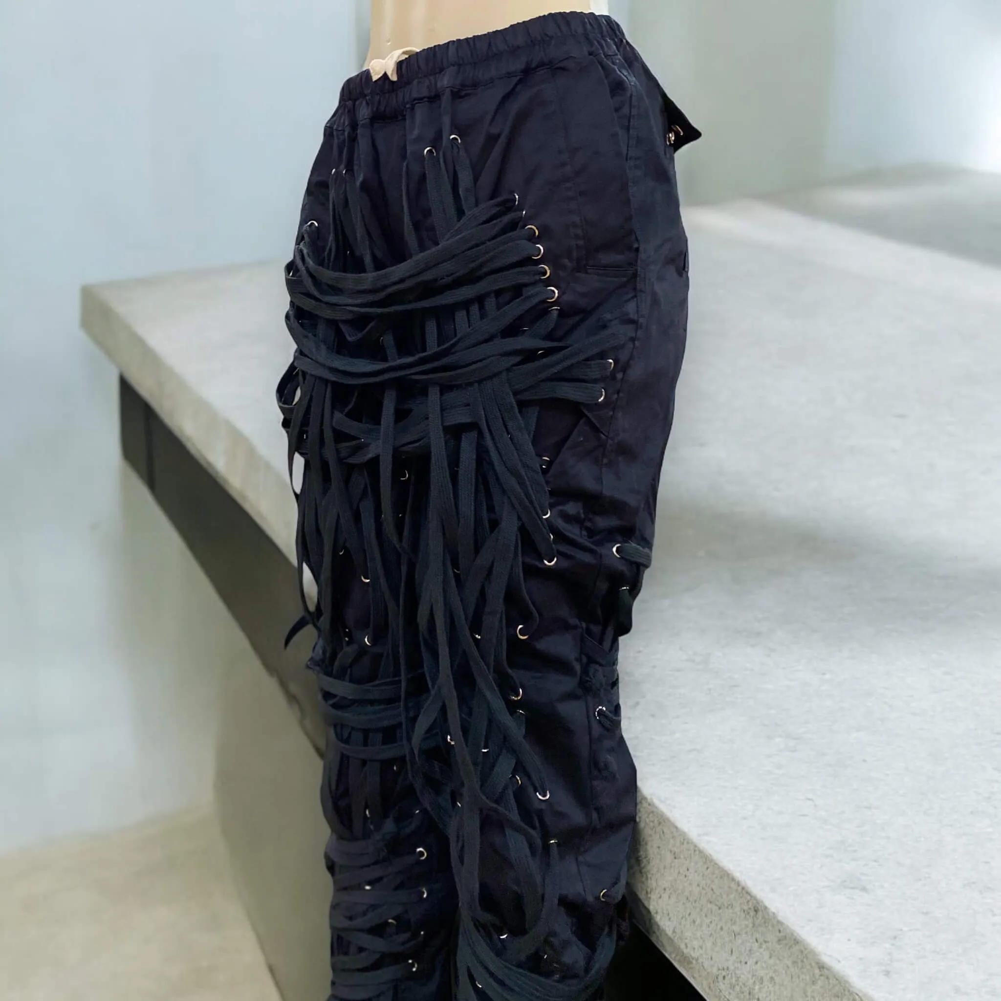 Black Goth Oversized Lace Joggers