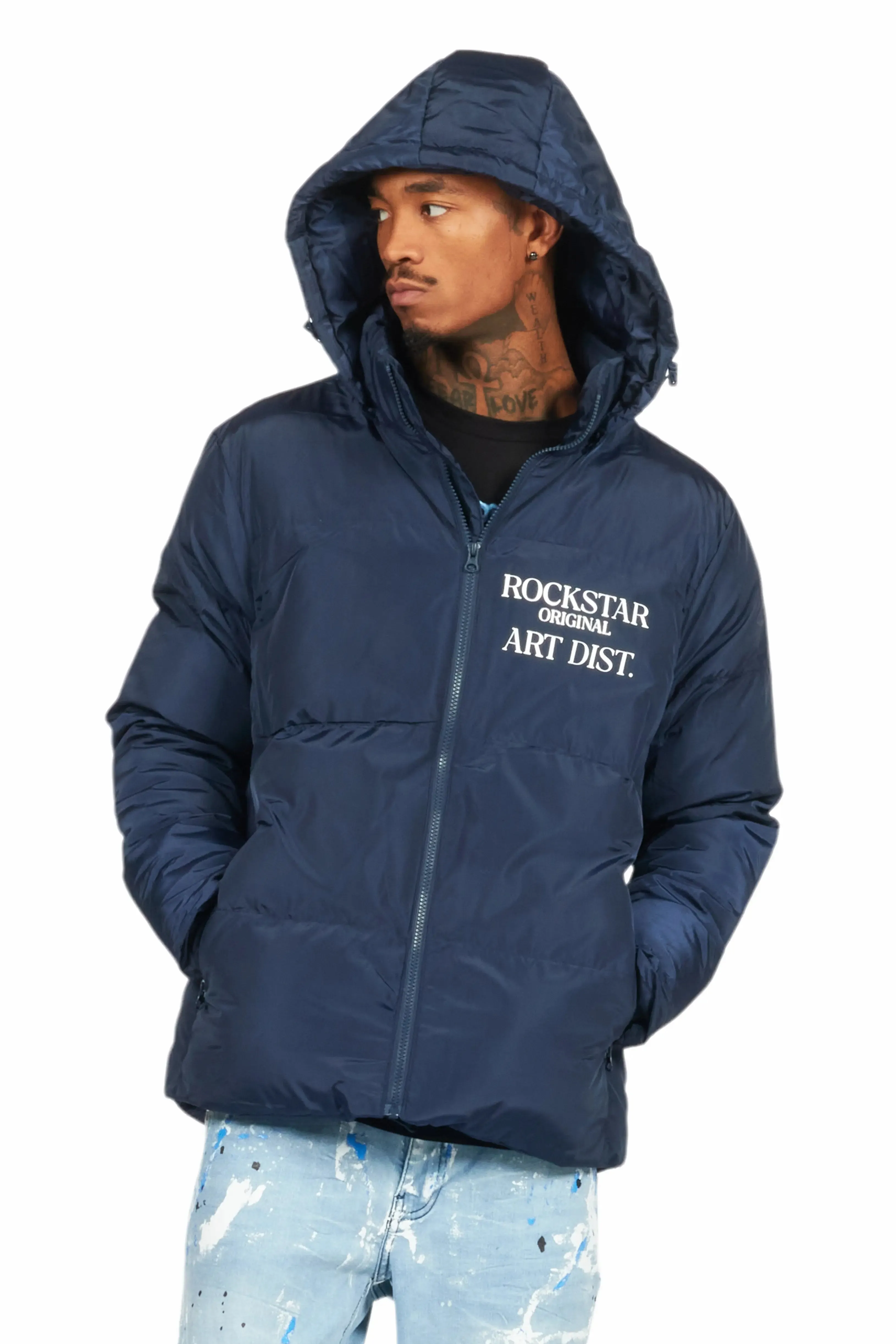 Briggs Navy Graphic Puffer