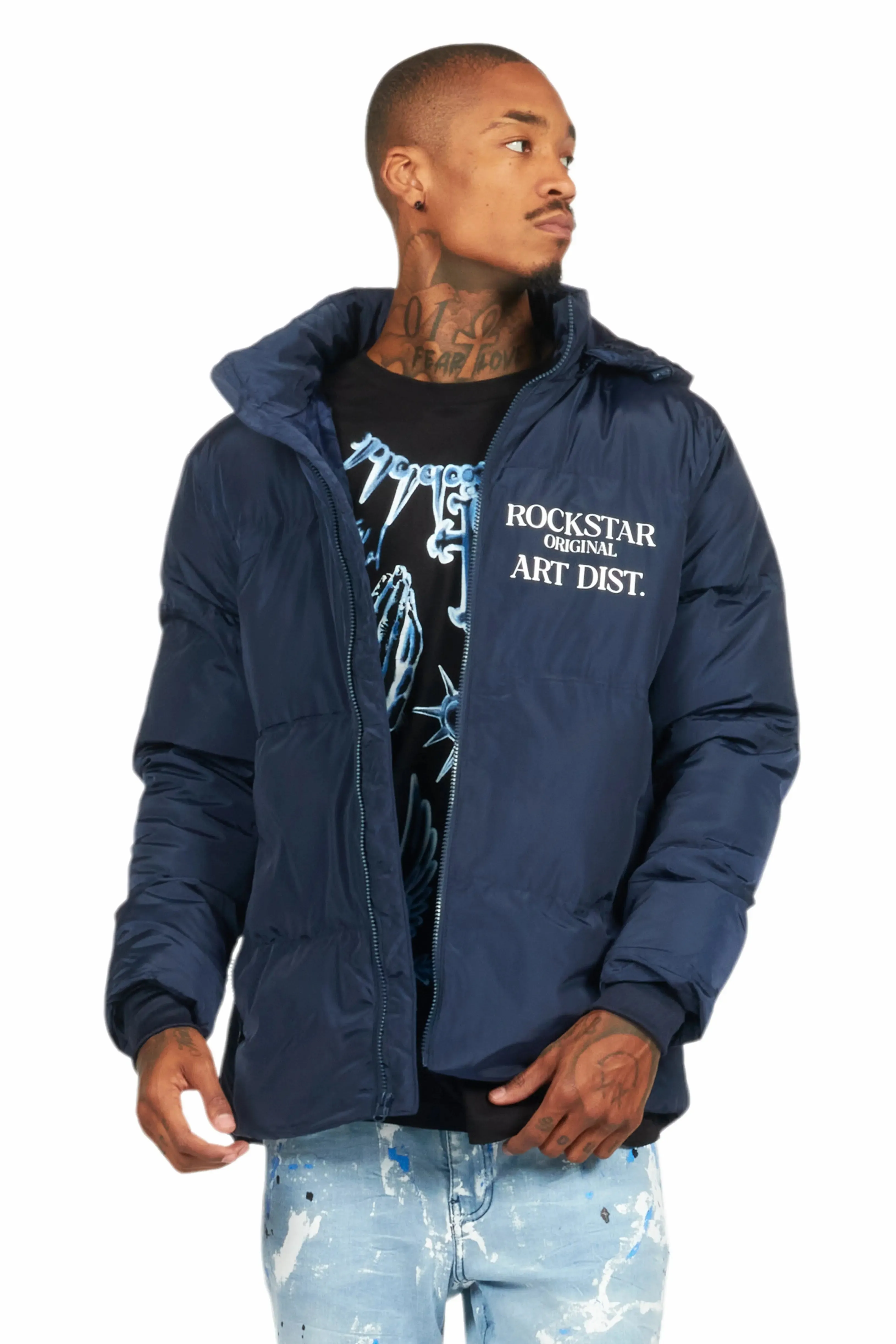 Briggs Navy Graphic Puffer