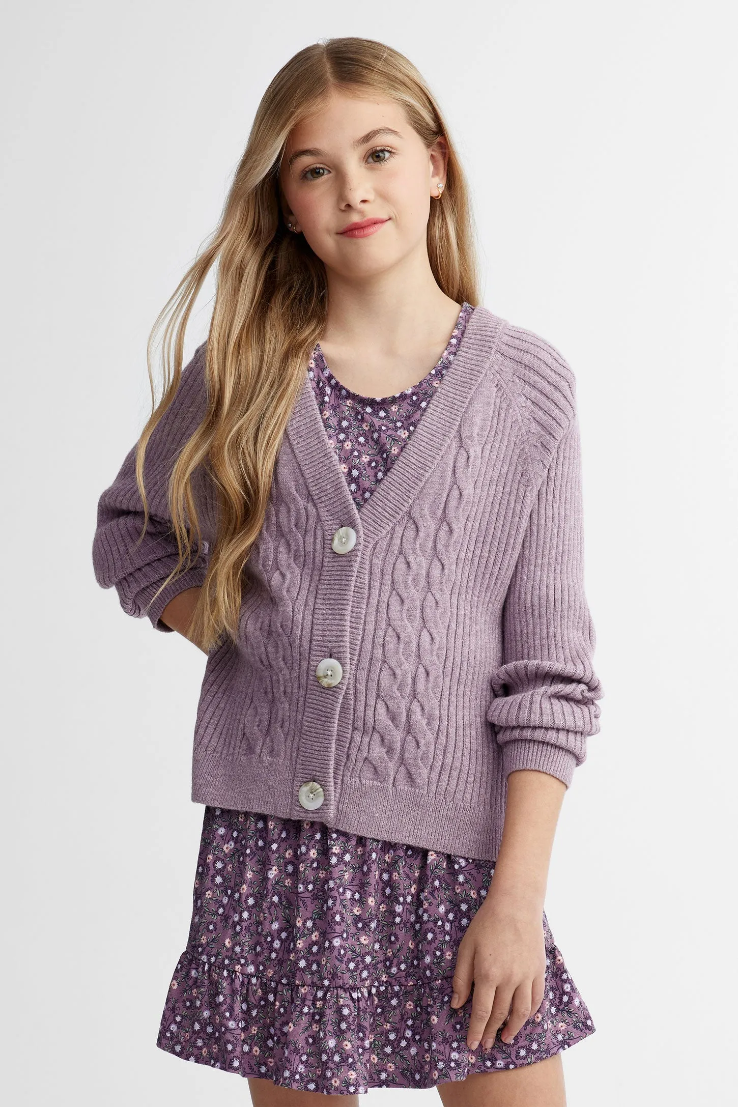 Cardigan tricot câble - Ado fille