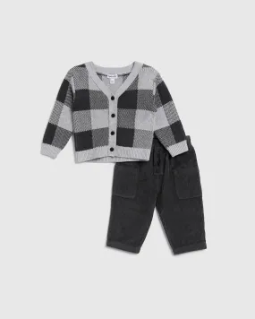 Infant Boy Plaid Cardigan Set