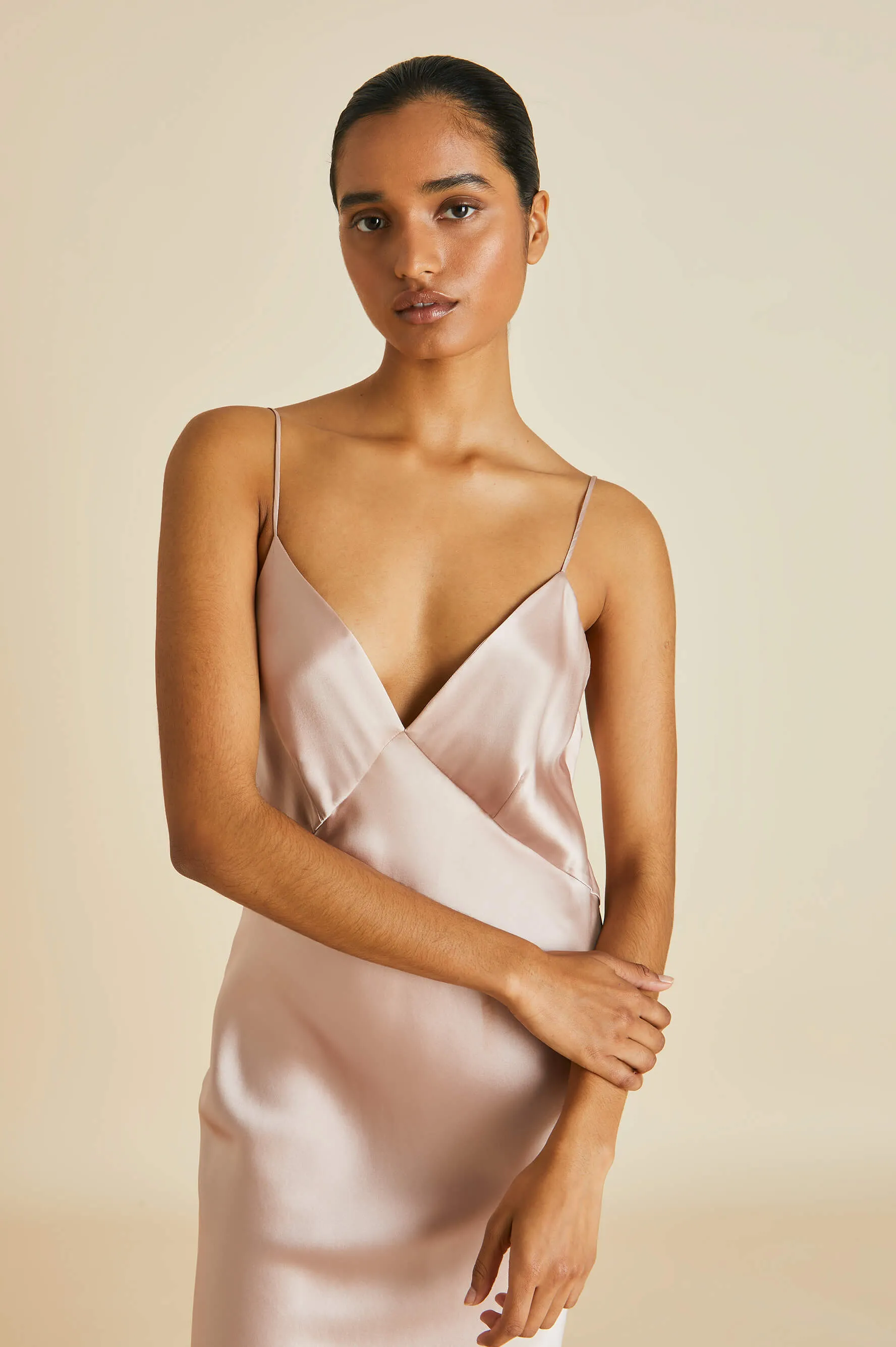 Issa Oyster Slip Dress in Silk Satin