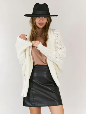 Keira Waffle Knitted Slouch Cardigan / Ivory