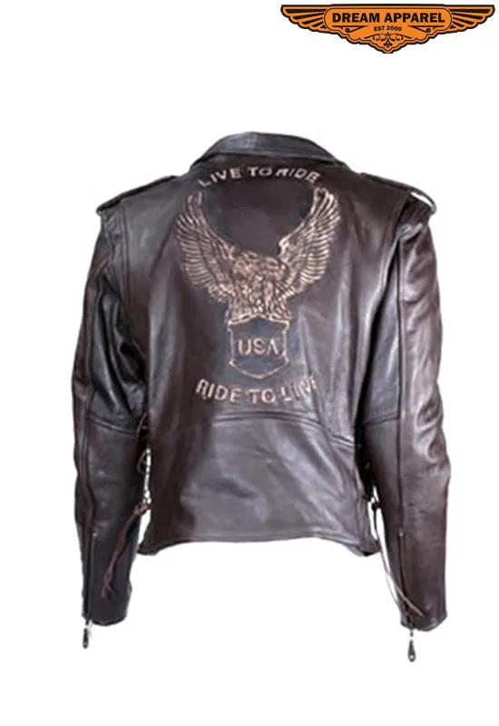 Mens Retro Black Motorcycle Jacket