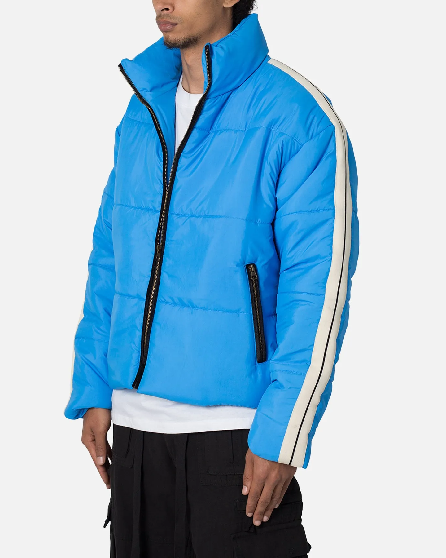 MNML Striped Puffer Jacket Blue