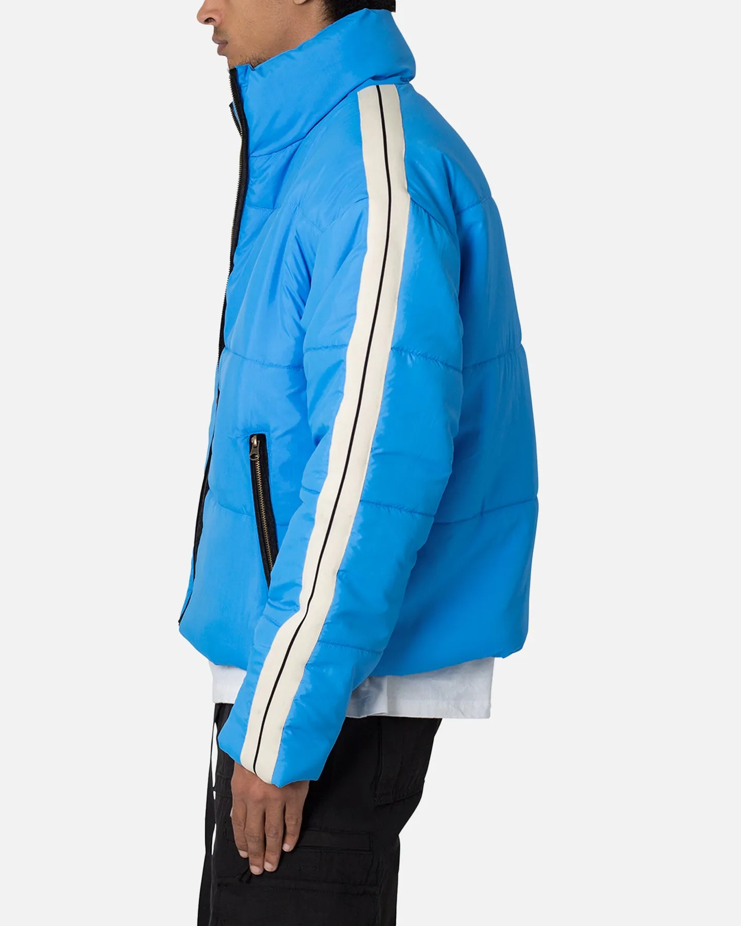 MNML Striped Puffer Jacket Blue