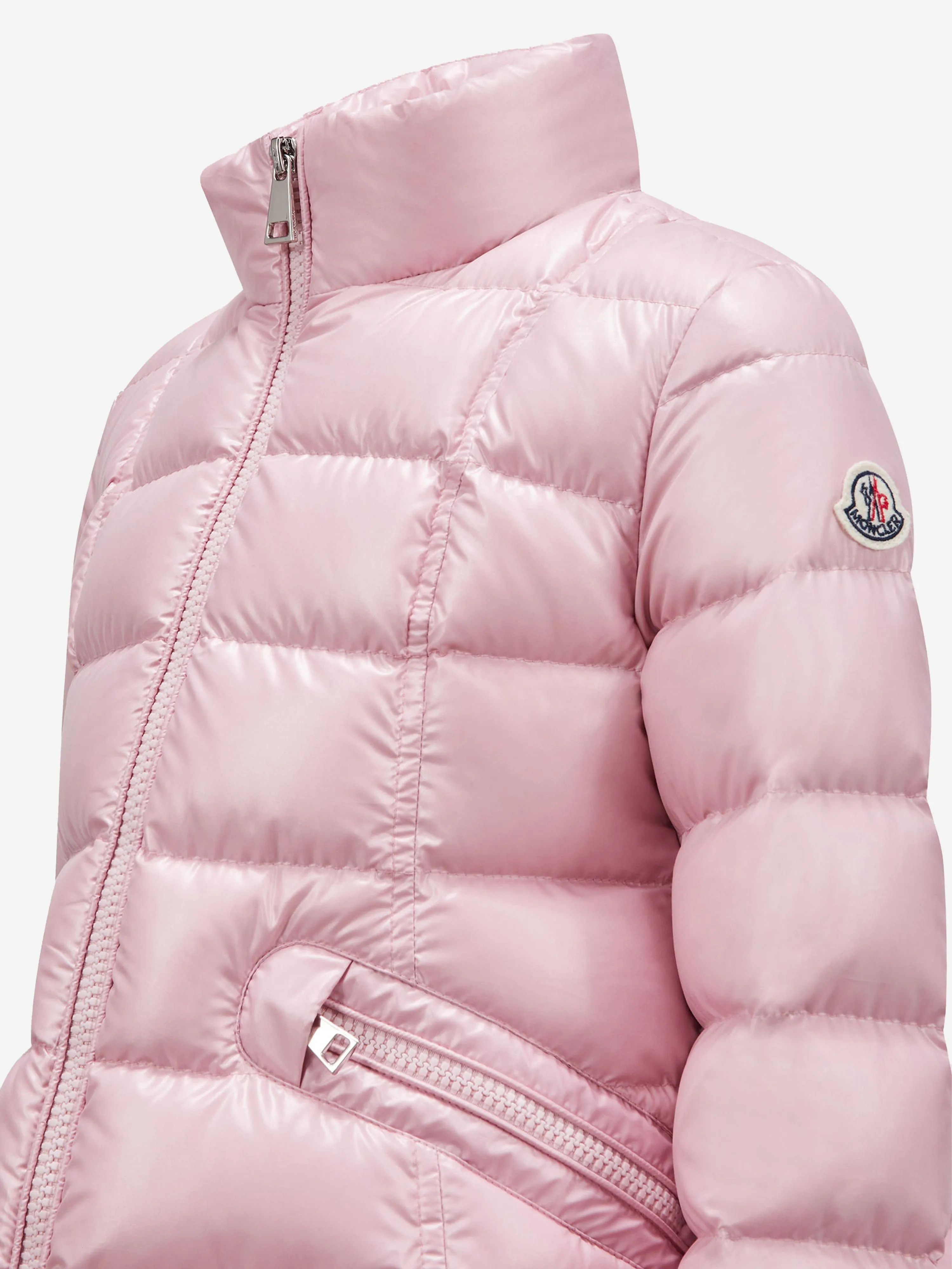 Moncler Enfant Girls Down Padded Ainay Jacket in Pink