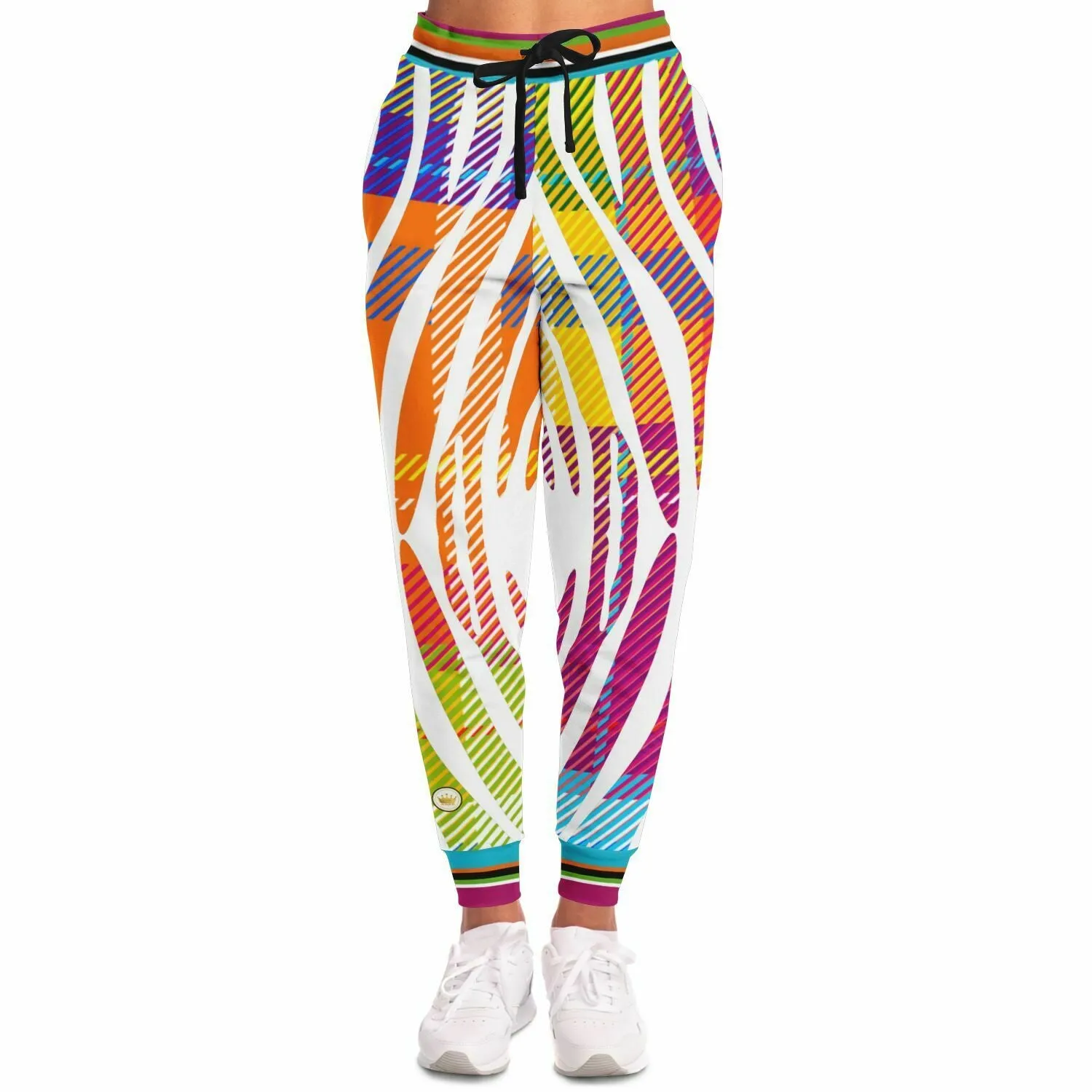 Orange Poppy Plaid Zebra Stripe Eco-Poly Unisex Joggers