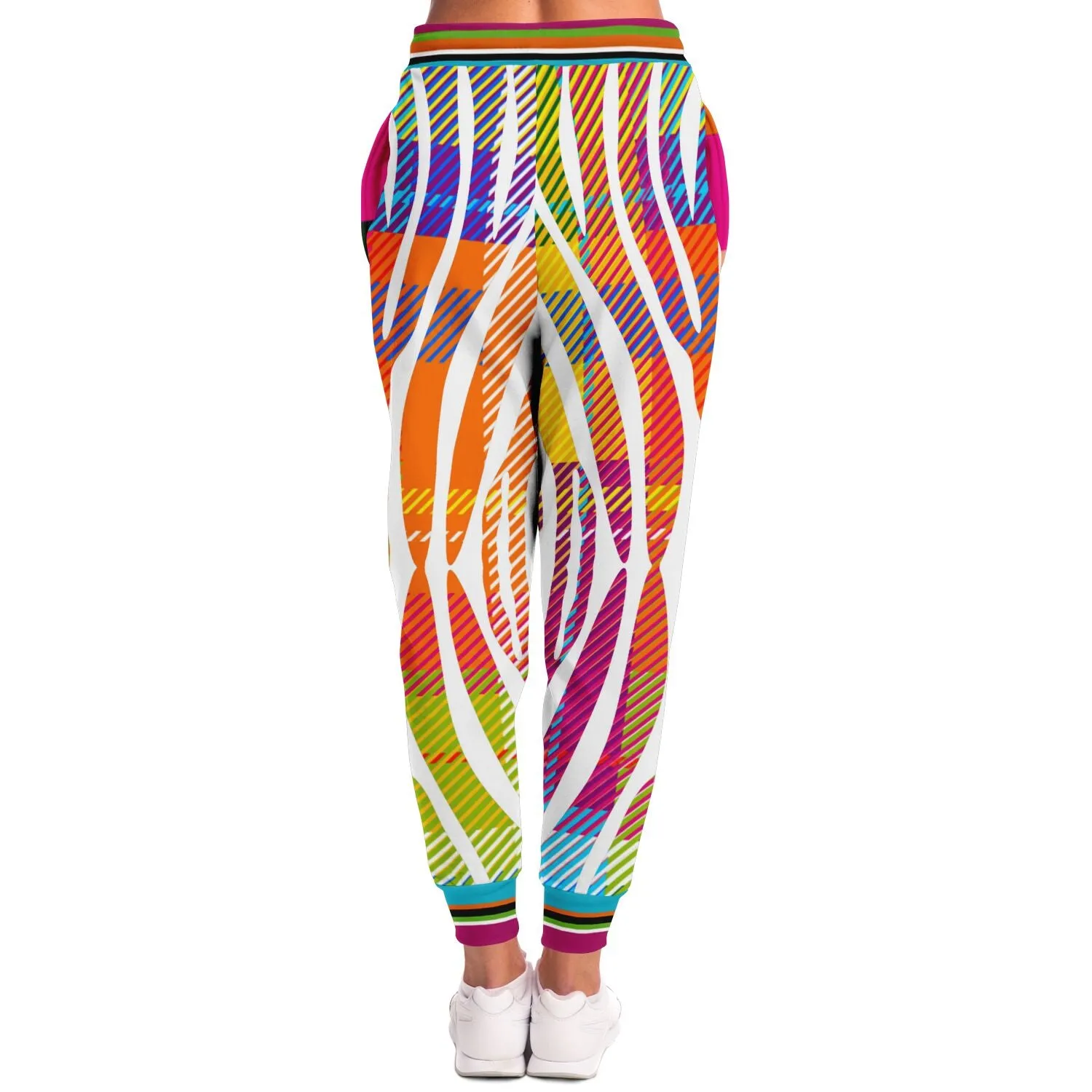 Orange Poppy Plaid Zebra Stripe Eco-Poly Unisex Joggers