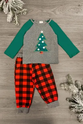 Plaid Christmas Tree Jogger Set