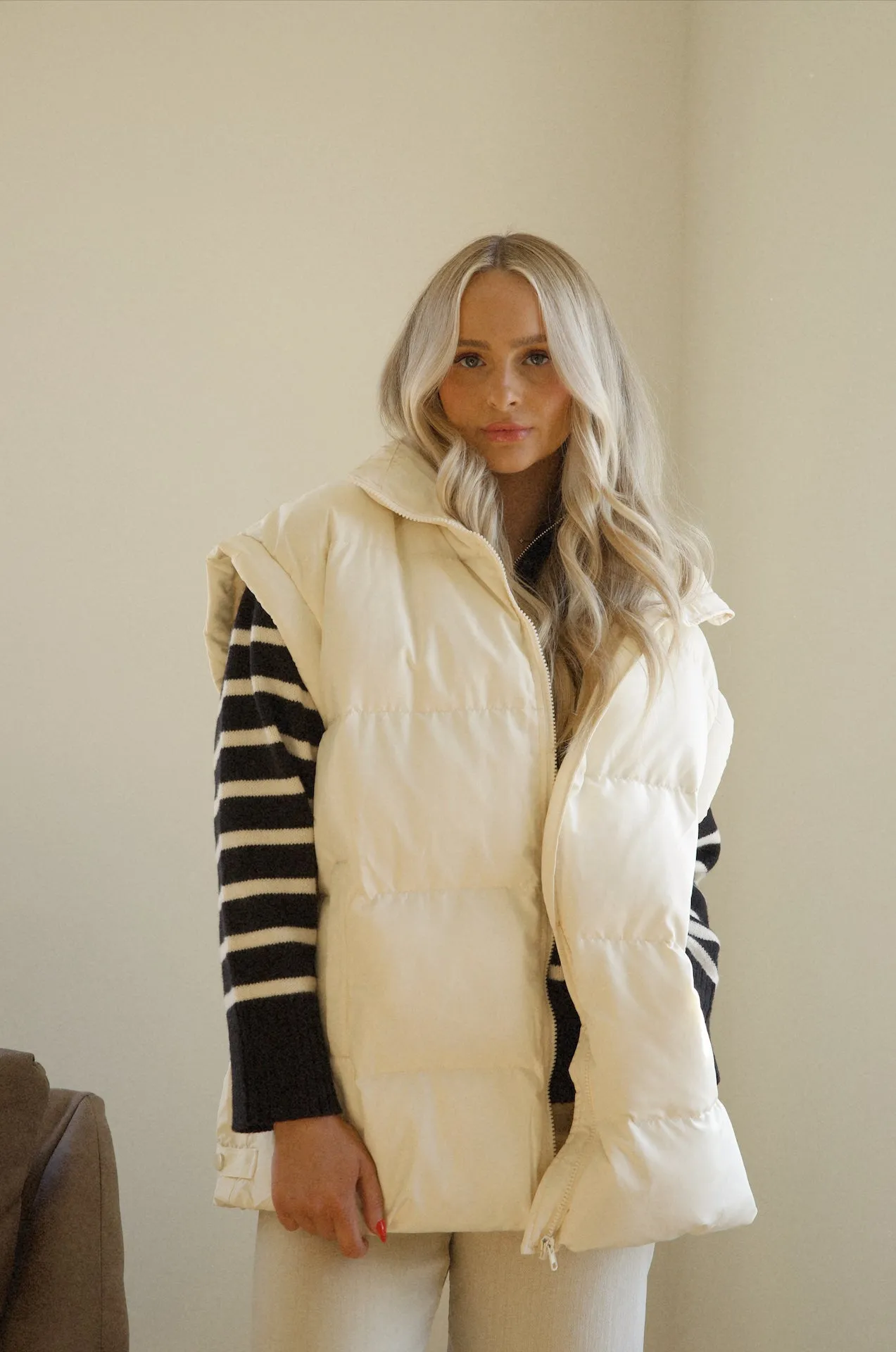 Pria Puffer Vest - Cream