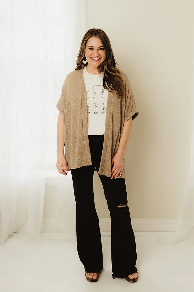 Short Sleeve Slub Cardigan