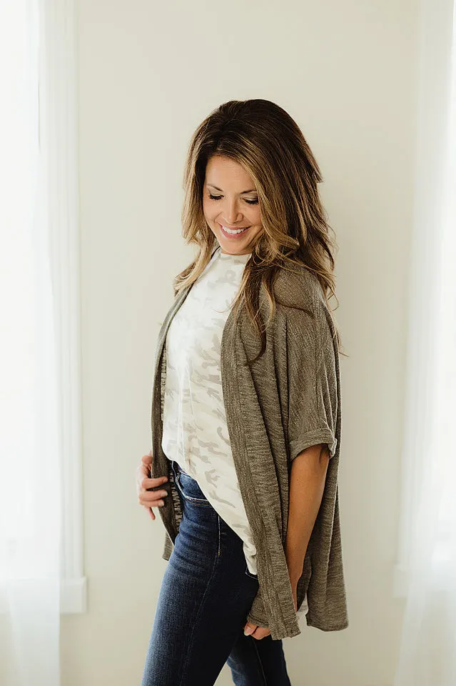 Short Sleeve Slub Cardigan