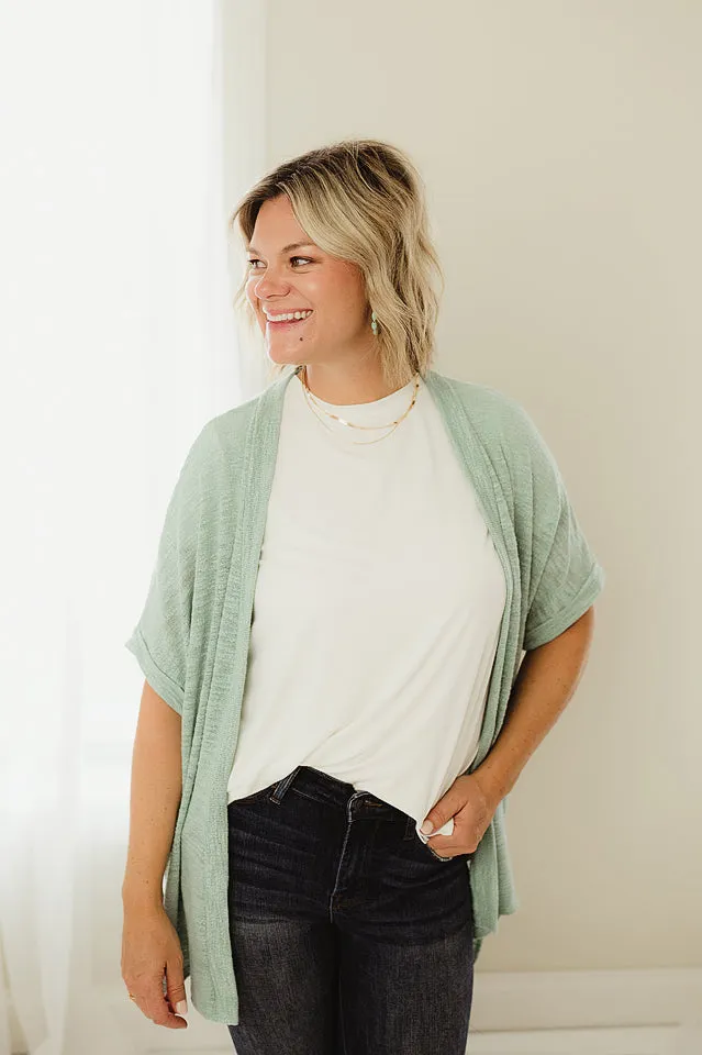 Short Sleeve Slub Cardigan