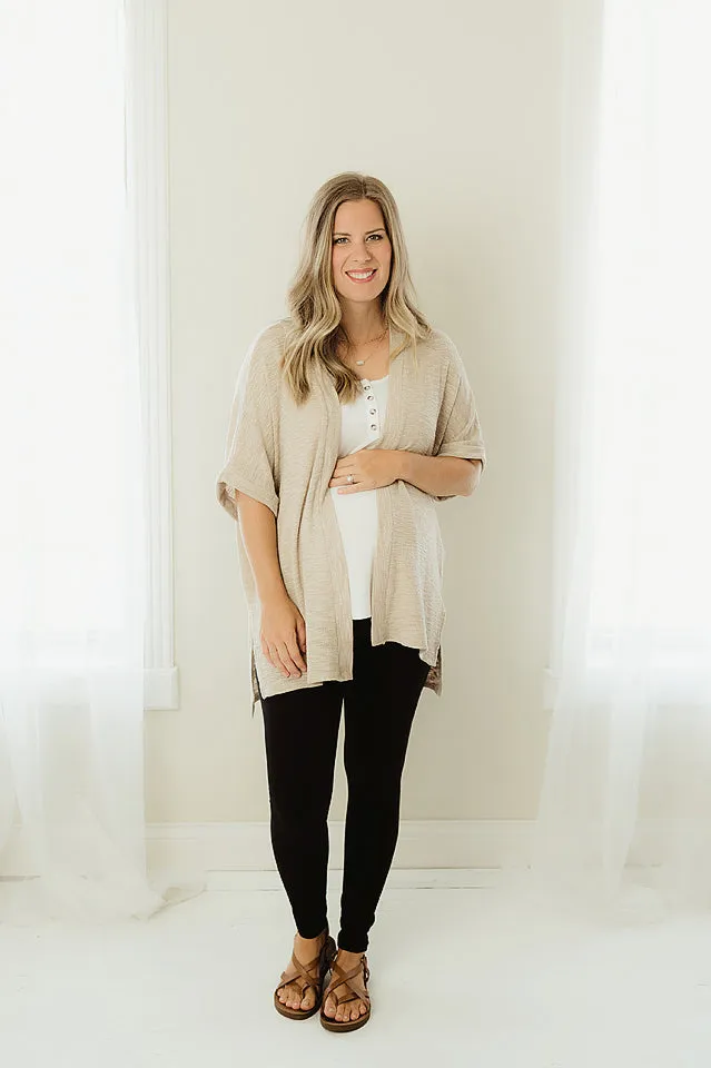 Short Sleeve Slub Cardigan