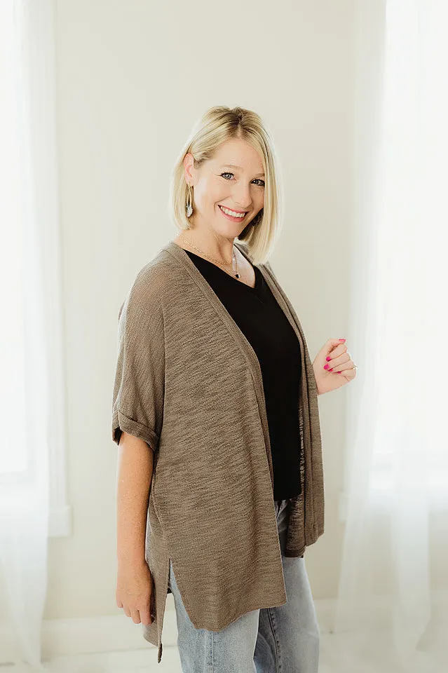 Short Sleeve Slub Cardigan