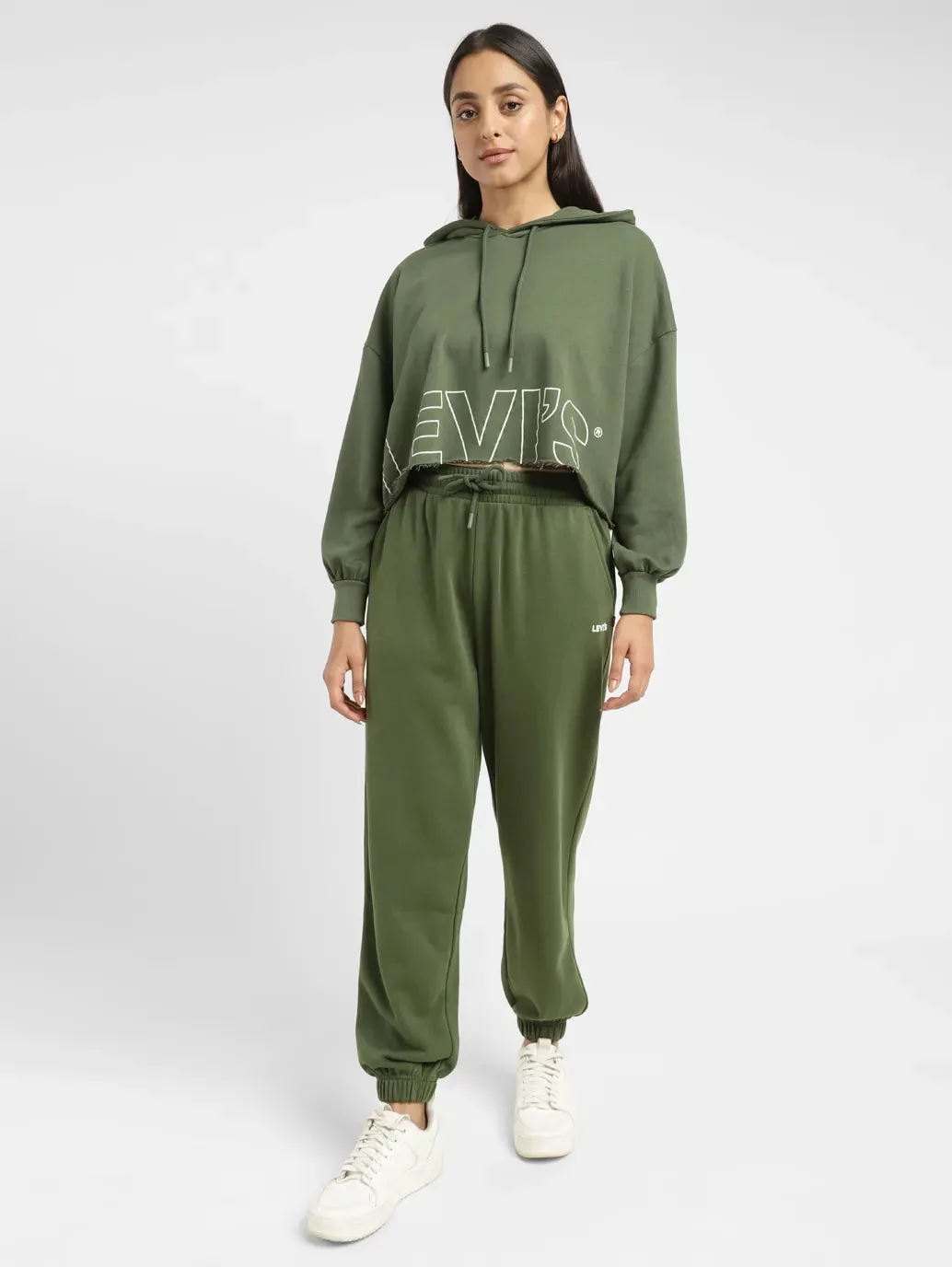 Women's High Rise Green Regular Fit Joggers