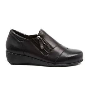 Ziera Sage Extra Wide Slip On (Women) - Black Leather